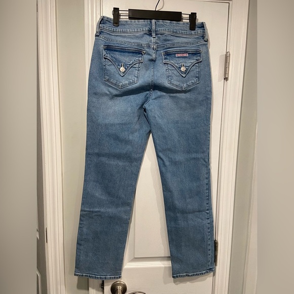 Hudson Size 8 Medium Wash Straight Leg Button Back Pockets Denim Stretch Jeans - Picture 3 of 12